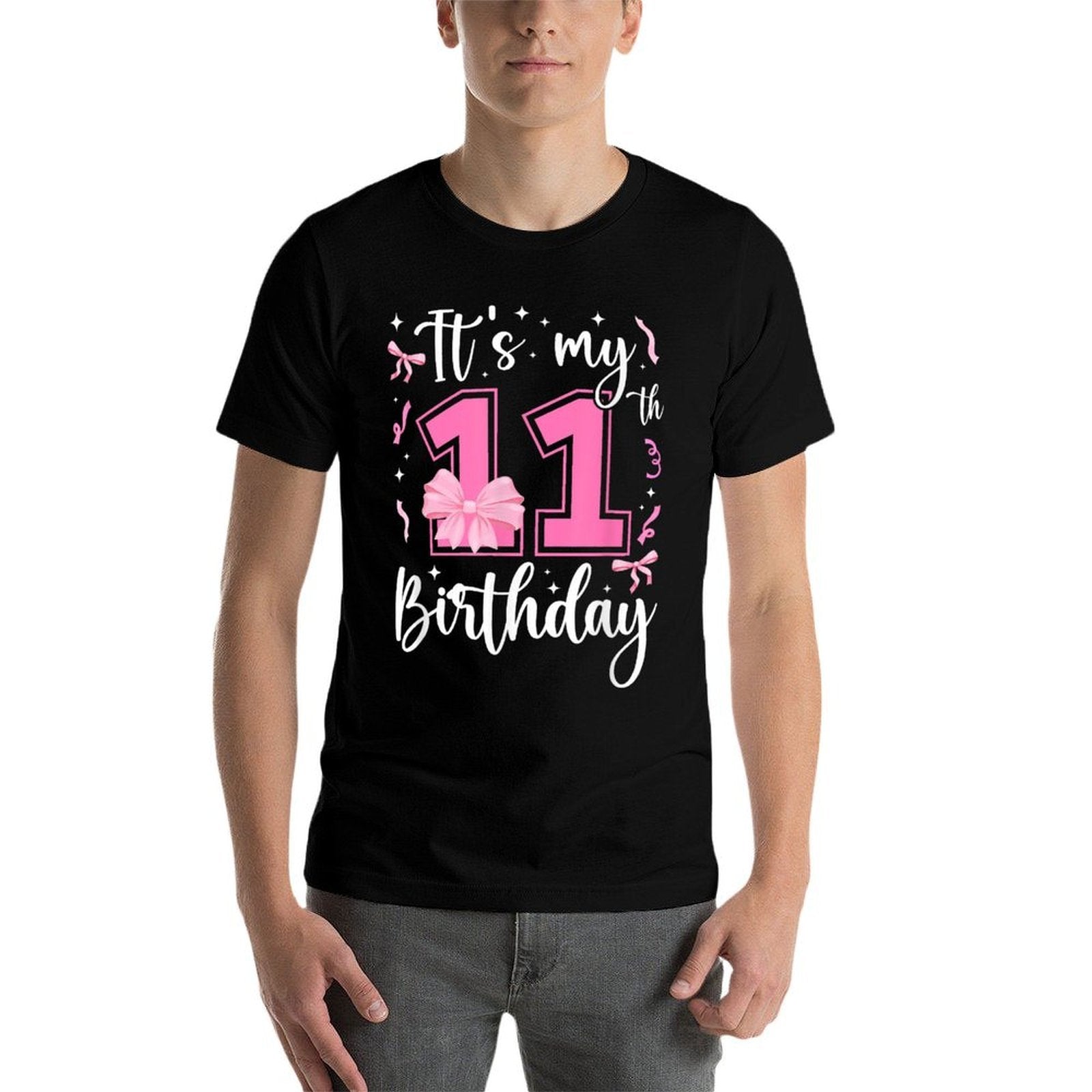 11th Coquette Themed Birthday Eleven Year Old Girl Bow Comfortable T-Shirt
