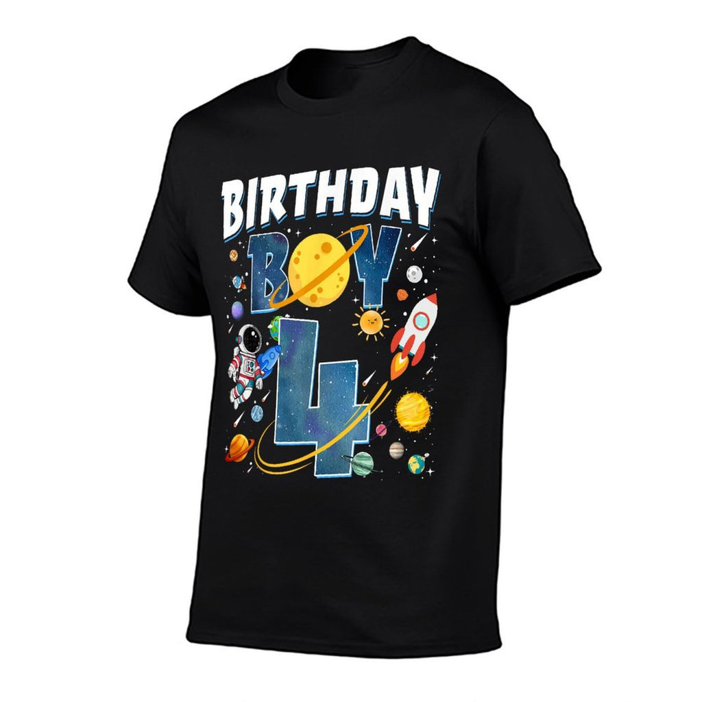 4th Birthday Astronaut Space Planets 4 Years Old Bday Boy  Durable T-Shirt