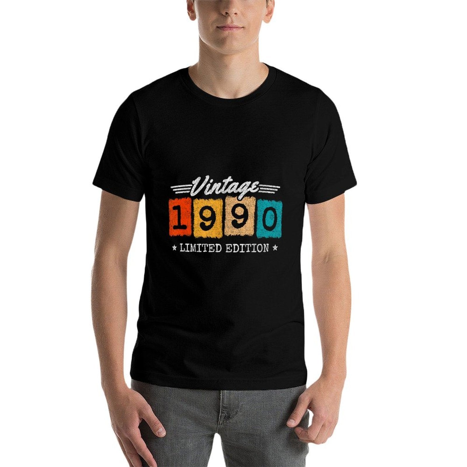 1990 Limited Edition - 1990 Birthday Year - Vintage 1990  Ribbed Collar T-Shirt