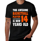 14 Year Old Happy 14th Birthday Basketball 14th Birthday  Summer-ready Fabric T-Shirt
