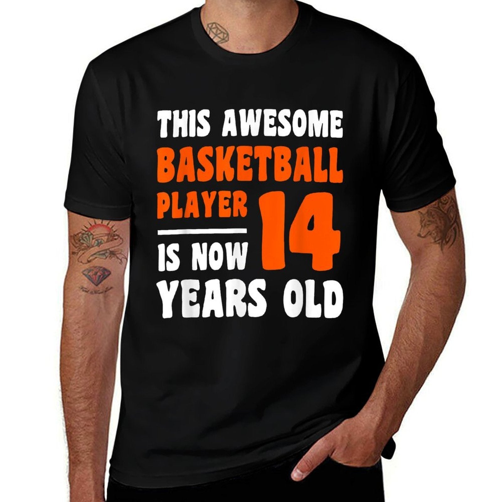 14 Year Old Happy 14th Birthday Basketball 14th Birthday  Summer-ready Fabric T-Shirt