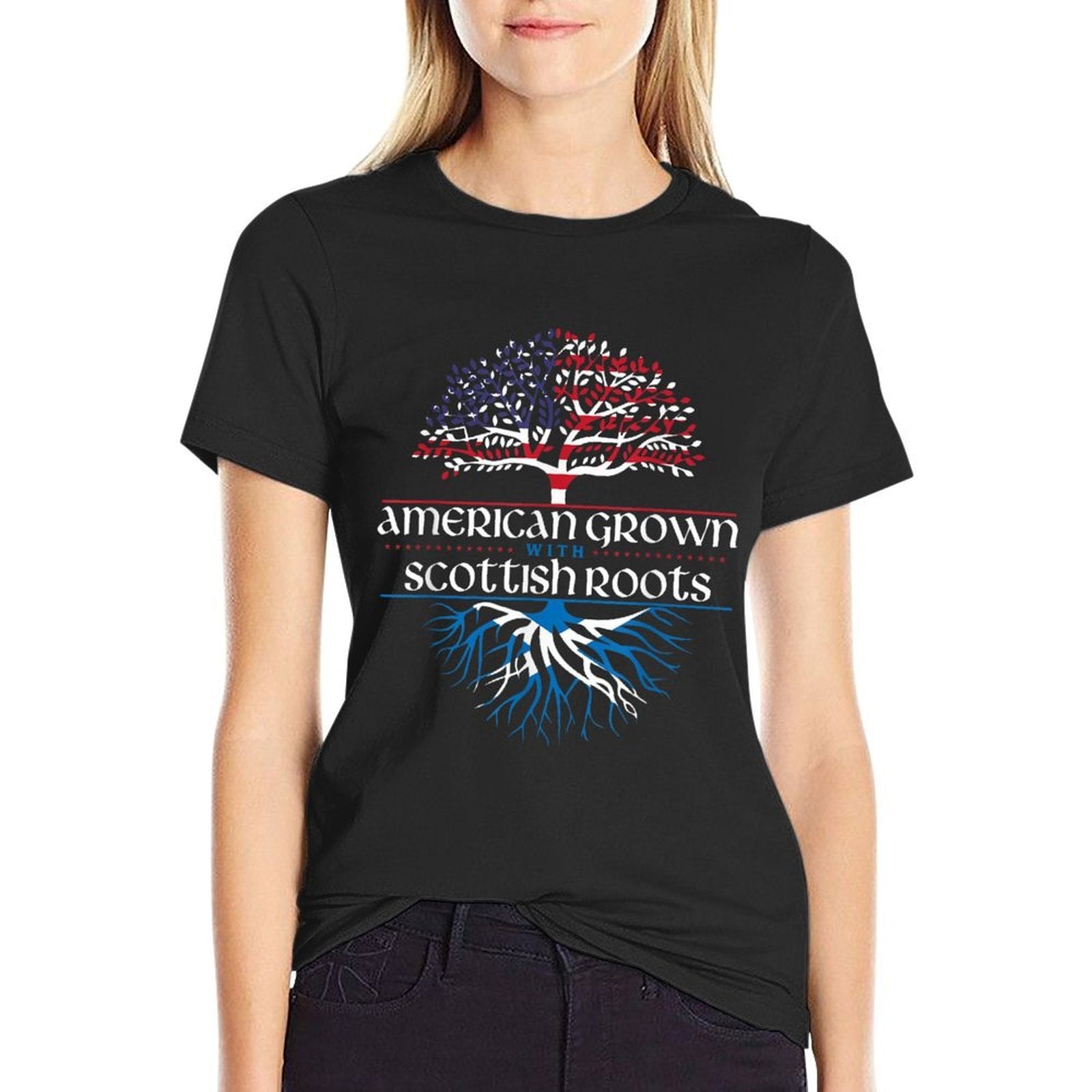 American Grown with Scottish Roots - Scotland Pride Heritage  Trendy Pattern T-Shirt