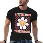 Little Miss Threenager Cute Groovy 3rd Birthday Party Flower  Breathable T-Shirt