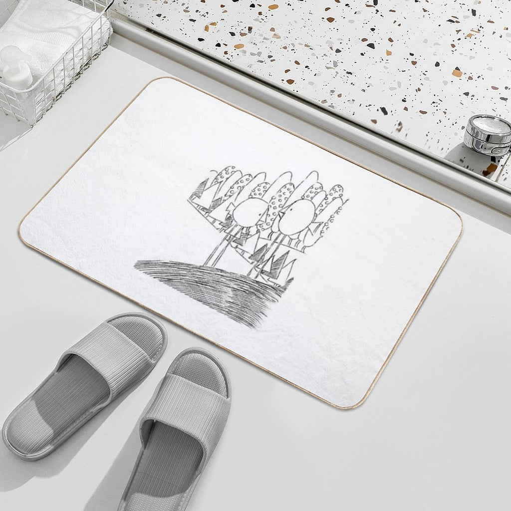 Imagine Birds with Long Legs Bw  Repositionable Bath Mat