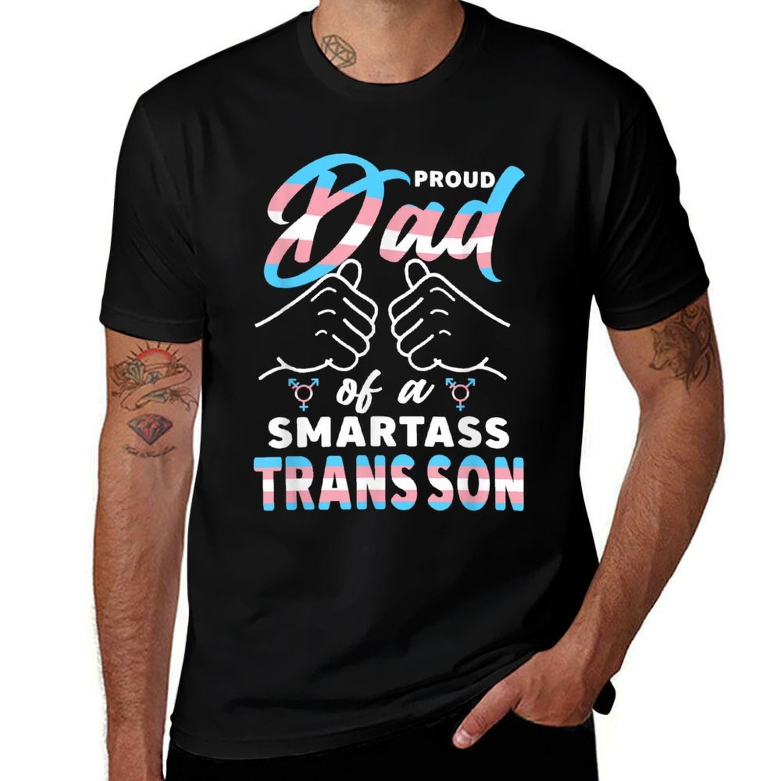 Awesome Proud Trans Dad Pride LGBT Awareness Fathers Day  High-quality Stitching T-Shirt