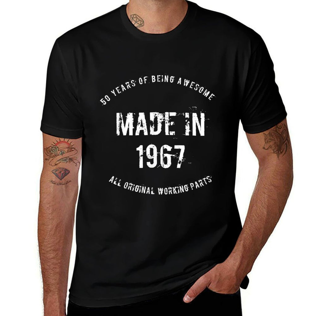 50th Birthday T Made In 1967 50 Years of Being Awesome  Tagless Design T-Shirt