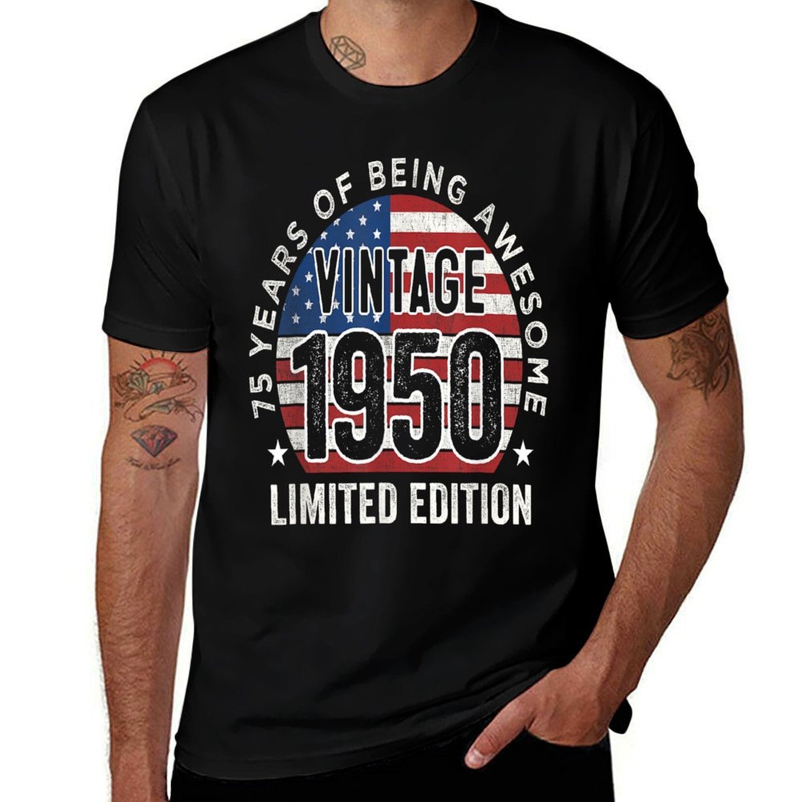 75th Birthday Gifts Men Vintage 1950 75 Years Old USA  Summer-ready Fabric T-Shirt
