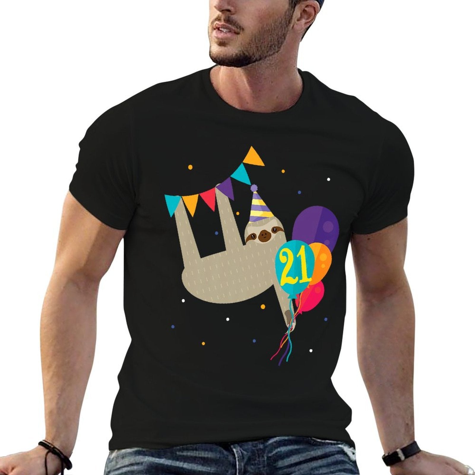 21st Birthday Funny Sloth Lovers T-shirt Gift Men Women Her  Wrinkle-resistant T-Shirt