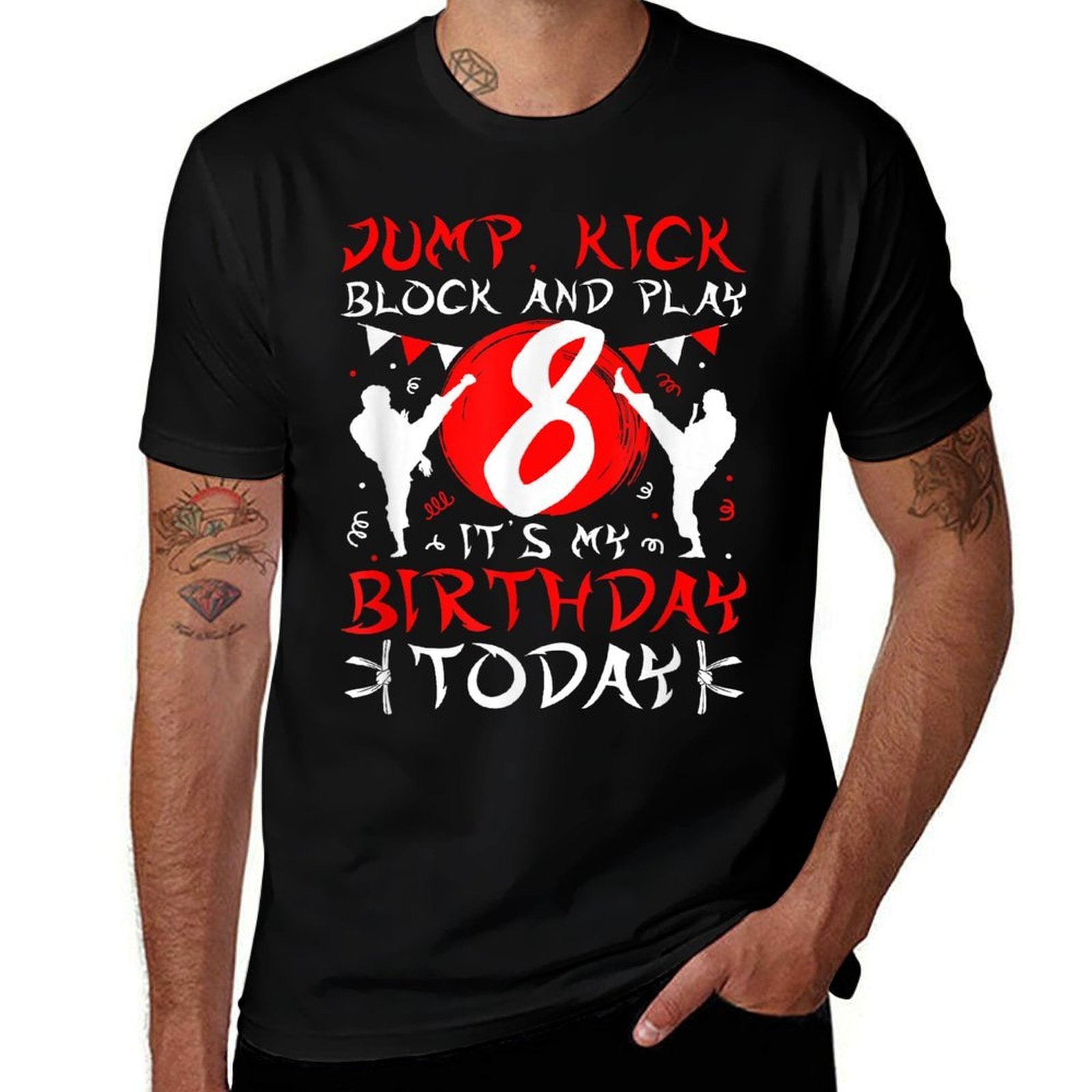 8th Birthday Party Karate 8 Year Old Karate Birthday  Slim-fit Cut T-Shirt