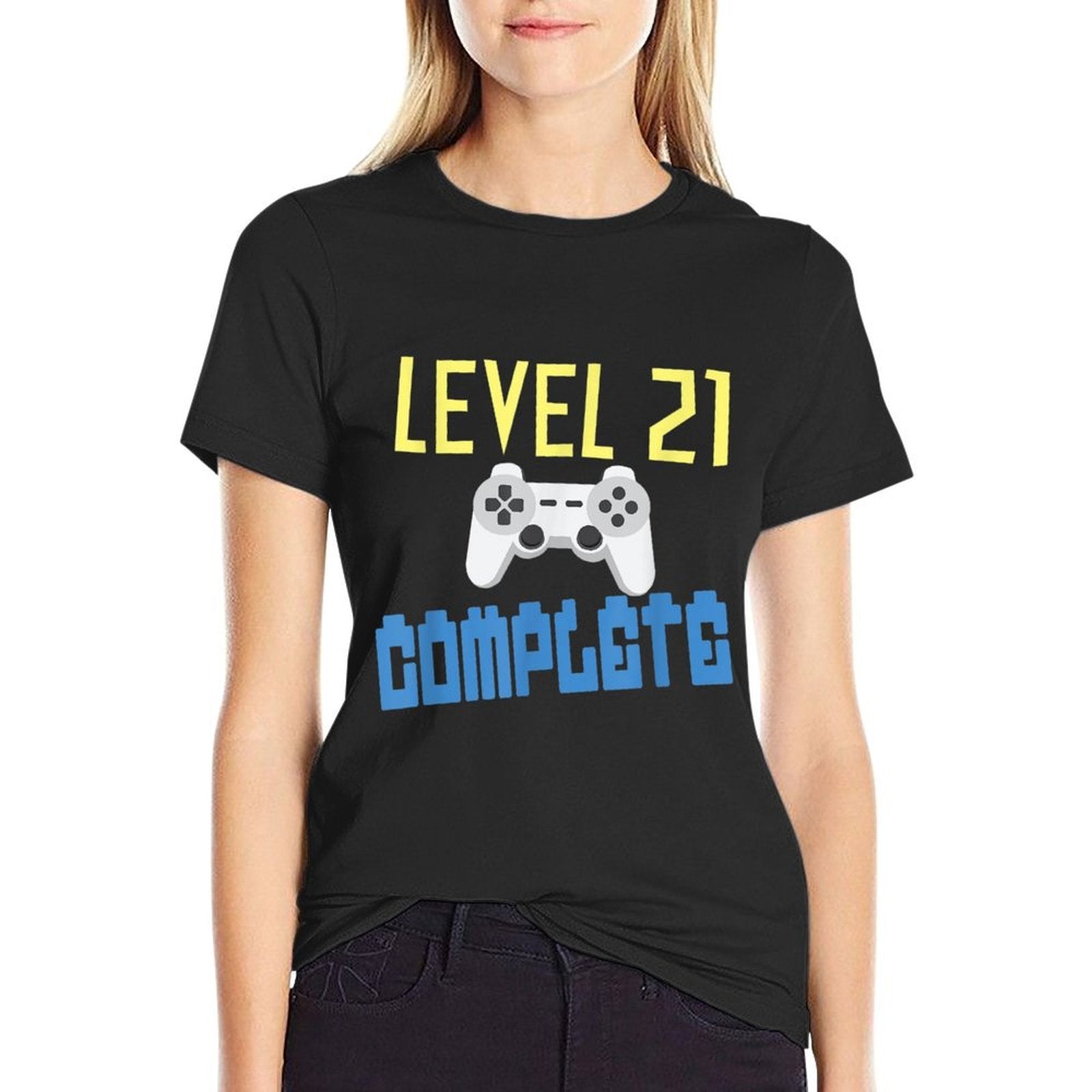 21 Years Gamer Gift, Gamer Birthday 21st  Summer-ready Fabric T-Shirt