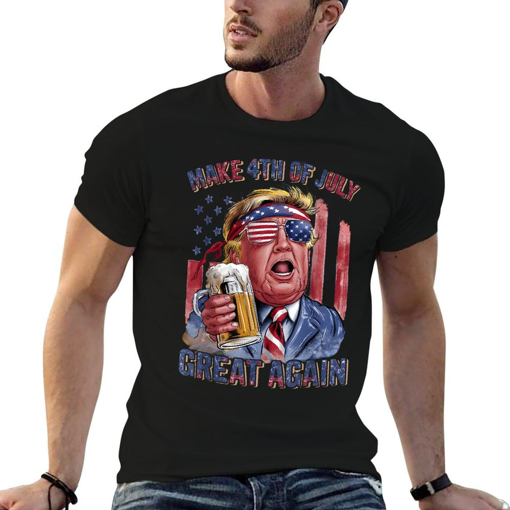 Make 4th of July Great Again Trump Beer Patriotic  Versatile T-Shirt