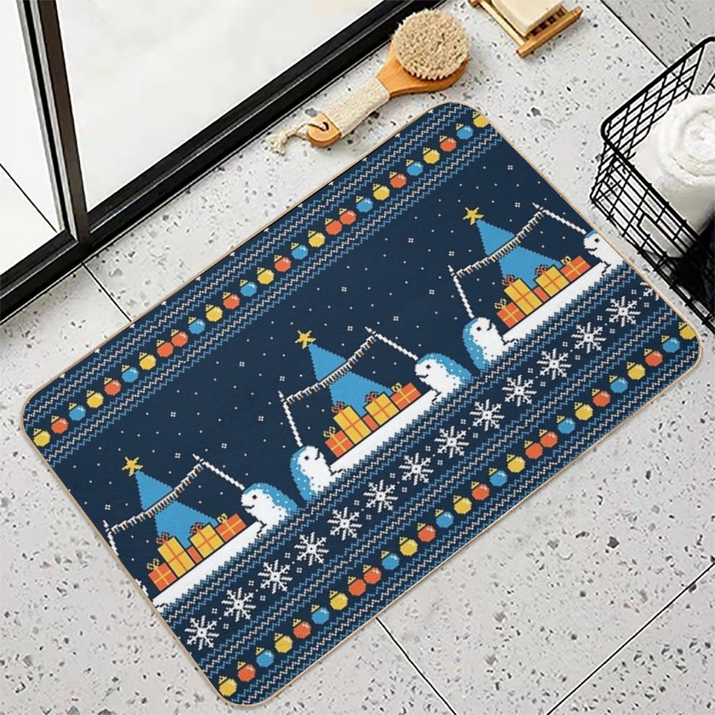 Christmas Narwhals  Versatile Bath Mat