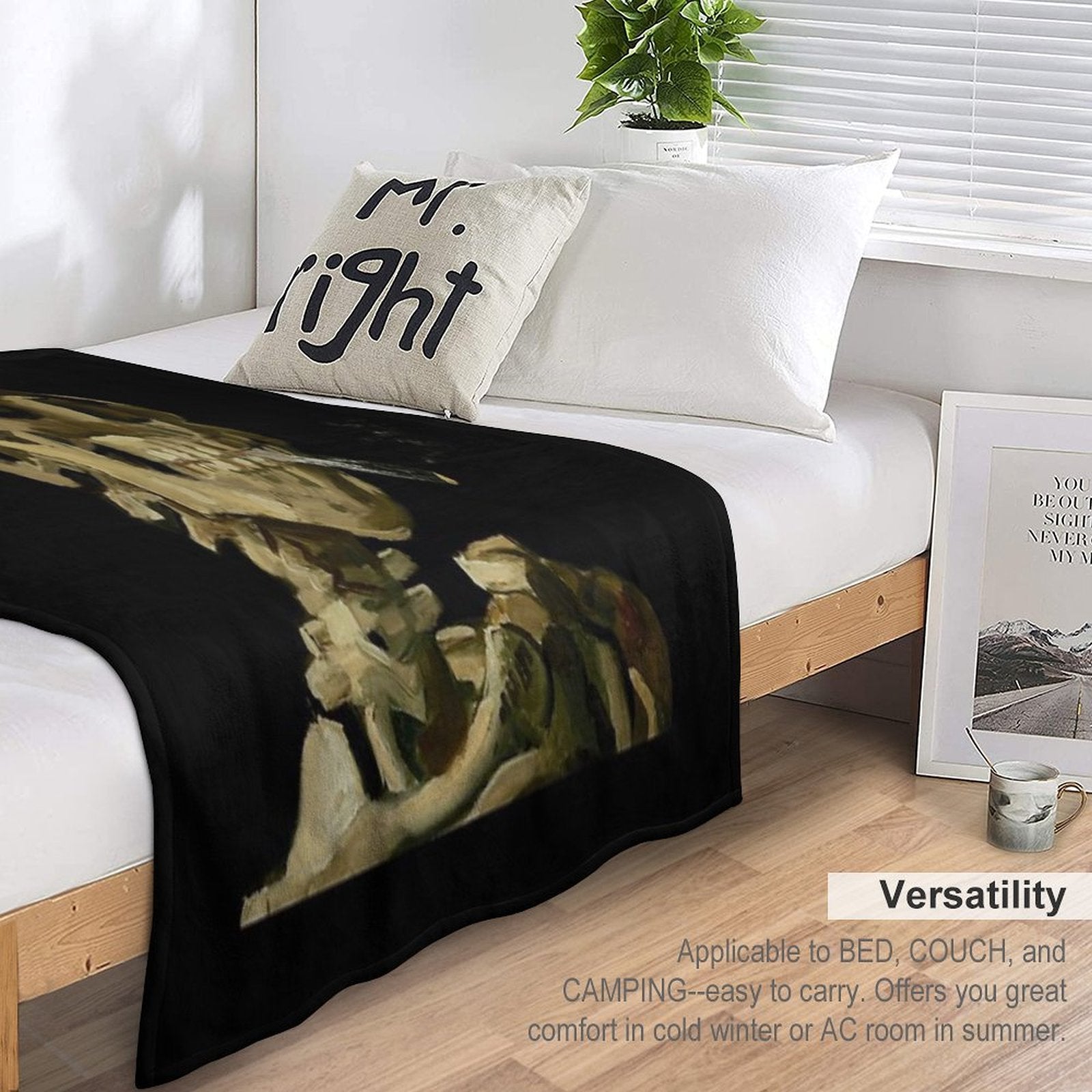 Vincent Van Gogh - Skull of A Skeleton with Burning Cigarette Multi-functional Throw Blanket