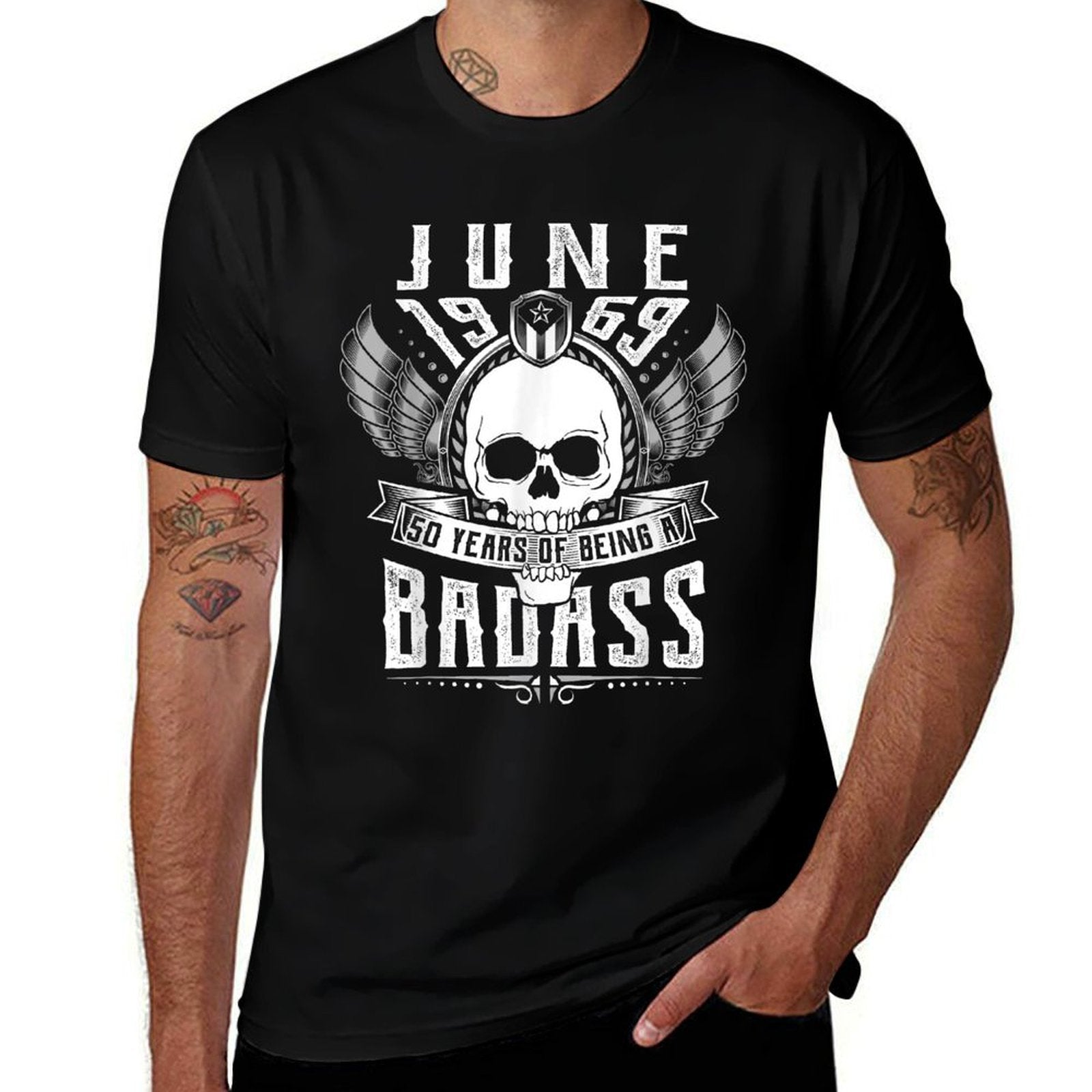 50th Birthday Gift June 1969, Badass Biker Style  Graphic-printed T-Shirt