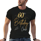 60th Birthday Crew 60th Bday Party Squad Friends Crown Funny  Ribbed Collar T-Shirt