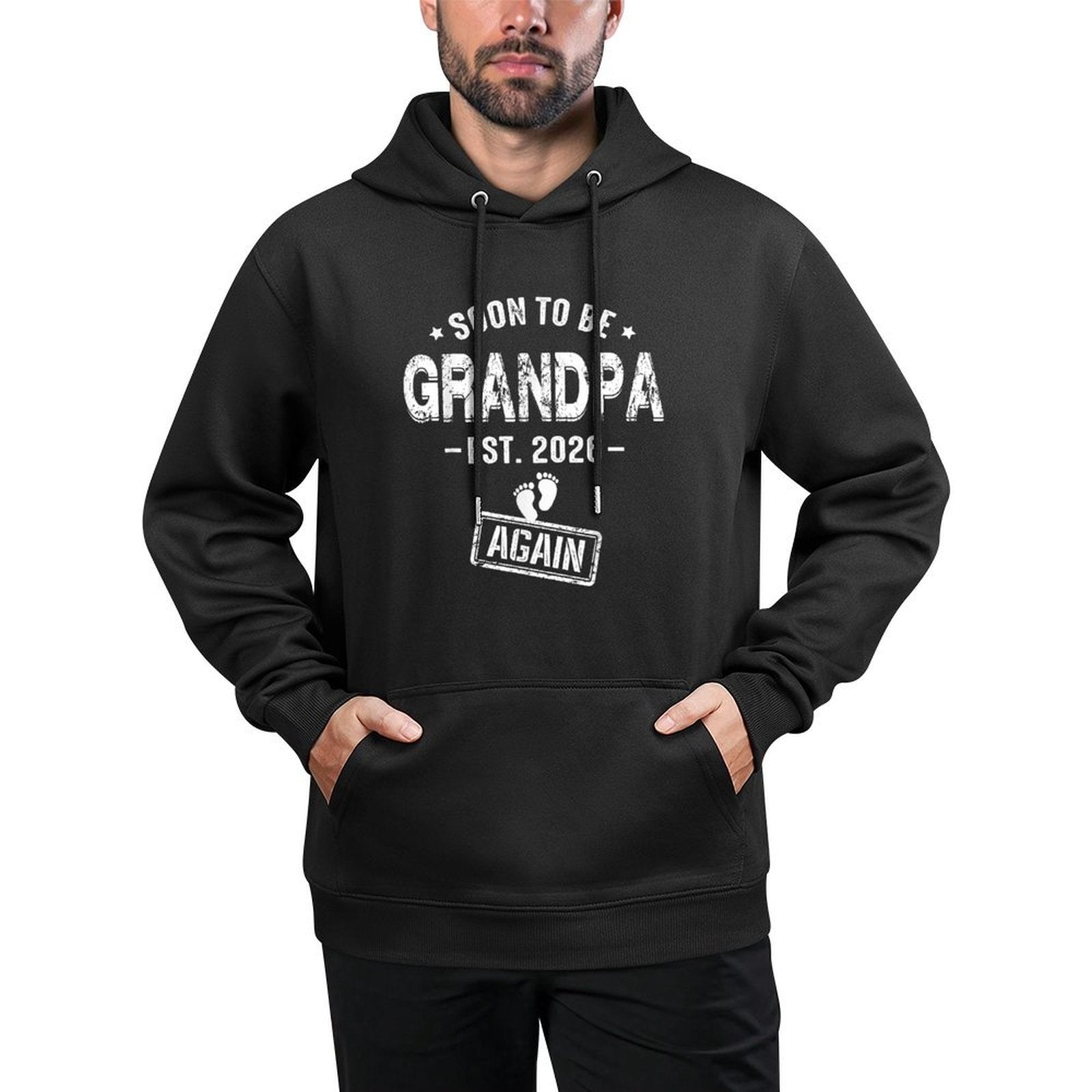 Mens Soon to Be Grandpa Again Promoted to Grandpa Again 2026 Customizable Surface Hoodie