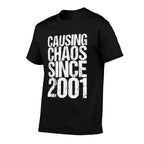 20 Years Old 2001 Causing Chaos Funny 20th Birthday  High-quality Stitching T-Shirt