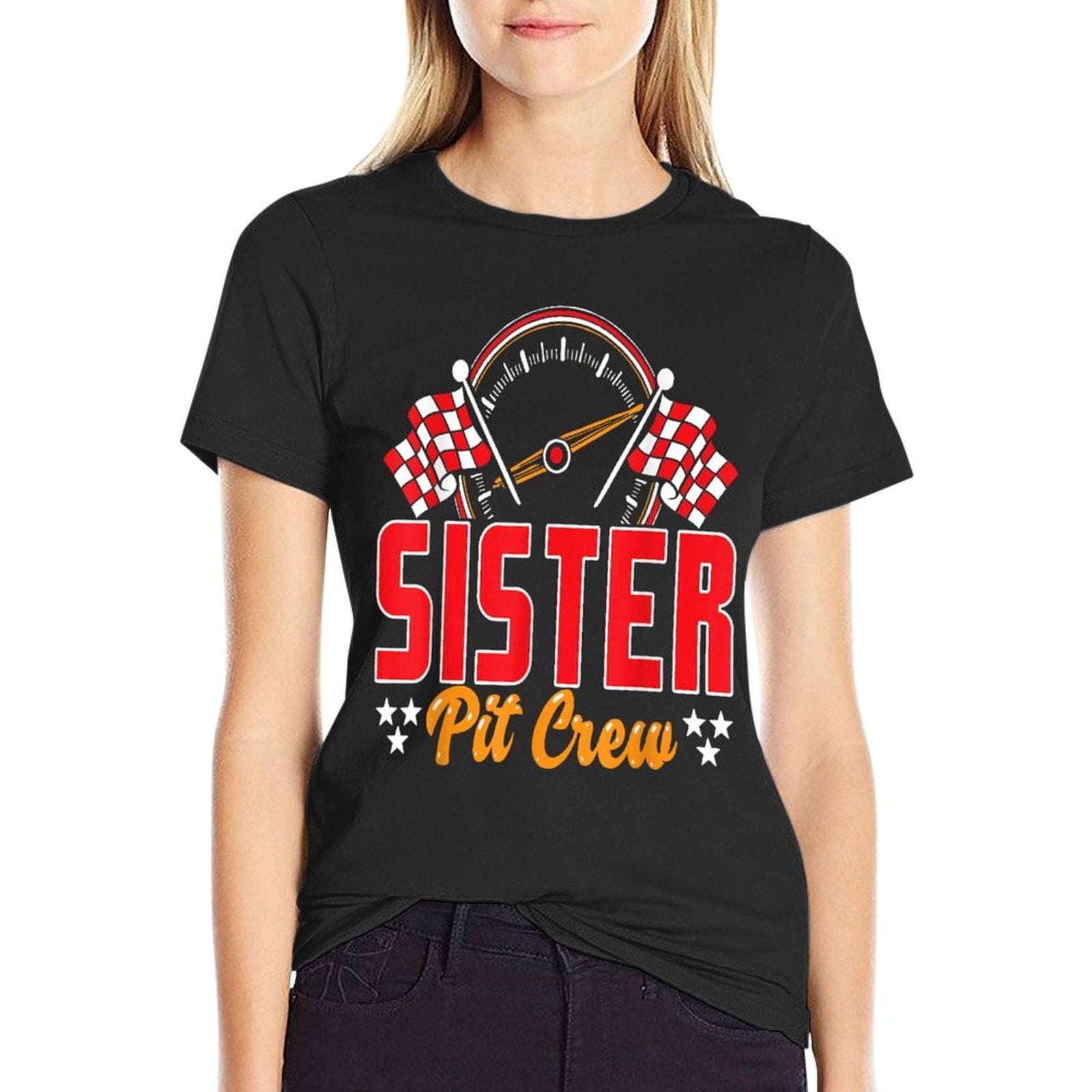 Race Car Birthday Party Matching Family Sister Pit Crew  Slim-fit Cut T-Shirt