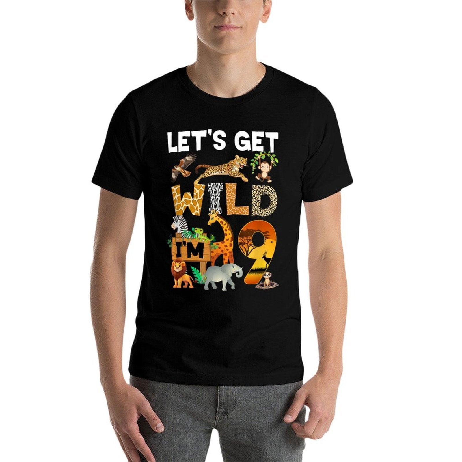 9 Year Old Zoo Birthday Safari Jungle Animal 9Th Bday  Relaxed-fit T-Shirt