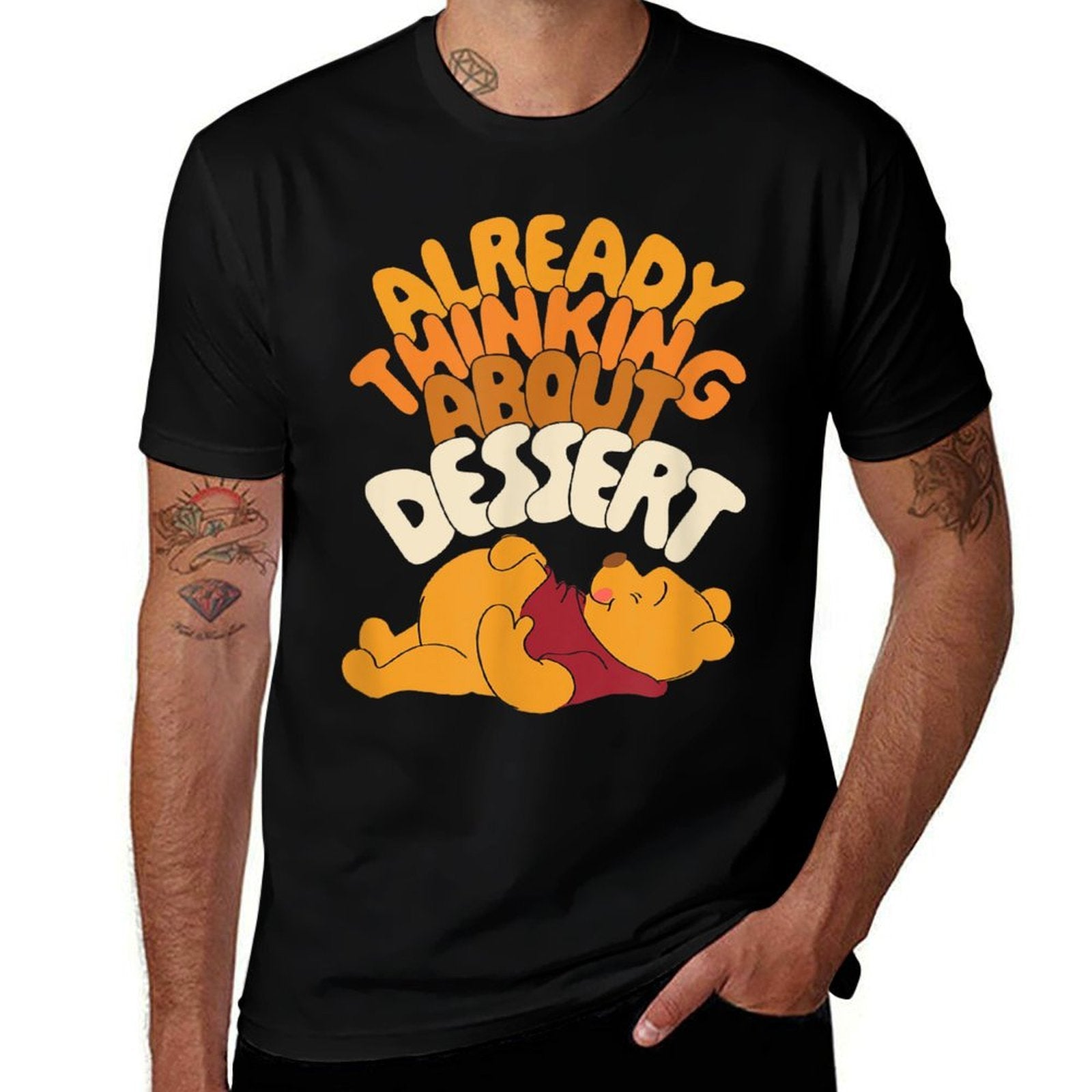 Amazon Essentials Winnie The Pooh Thanksgiving Already Thinking About Dessert  Soft T-Shirt