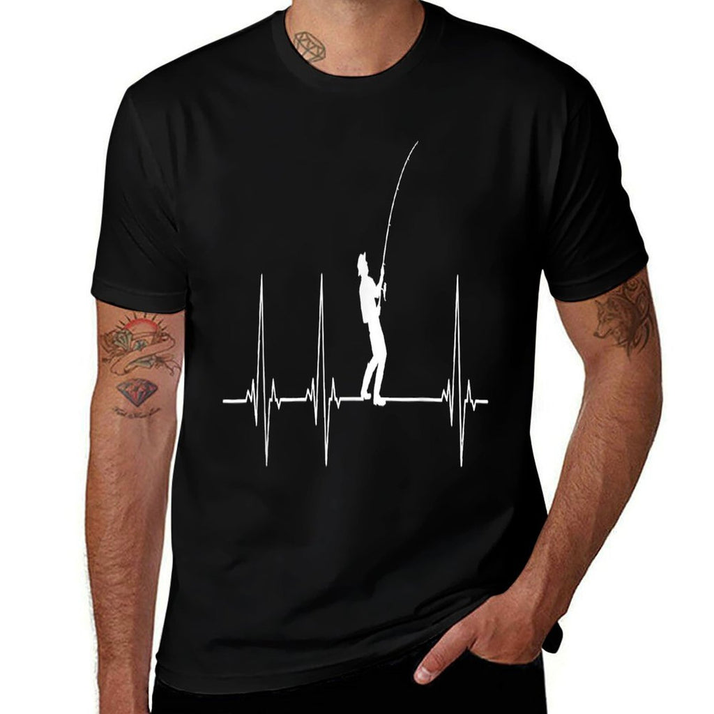 Fishing Heartbeat  Oversized Silhouette T-Shirt