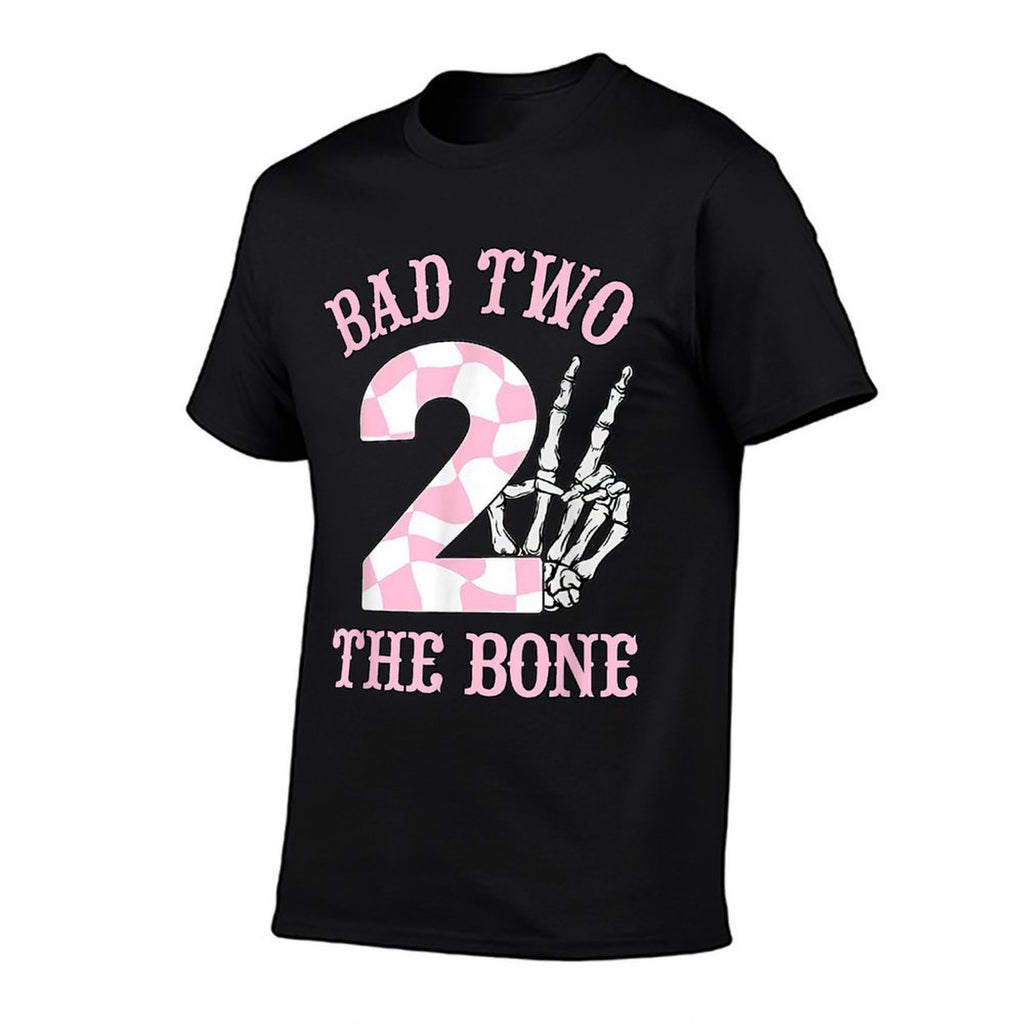 2nd Birthday Outfit Girl Bad Two The Bone Party Decorations  Trendy Pattern T-Shirt