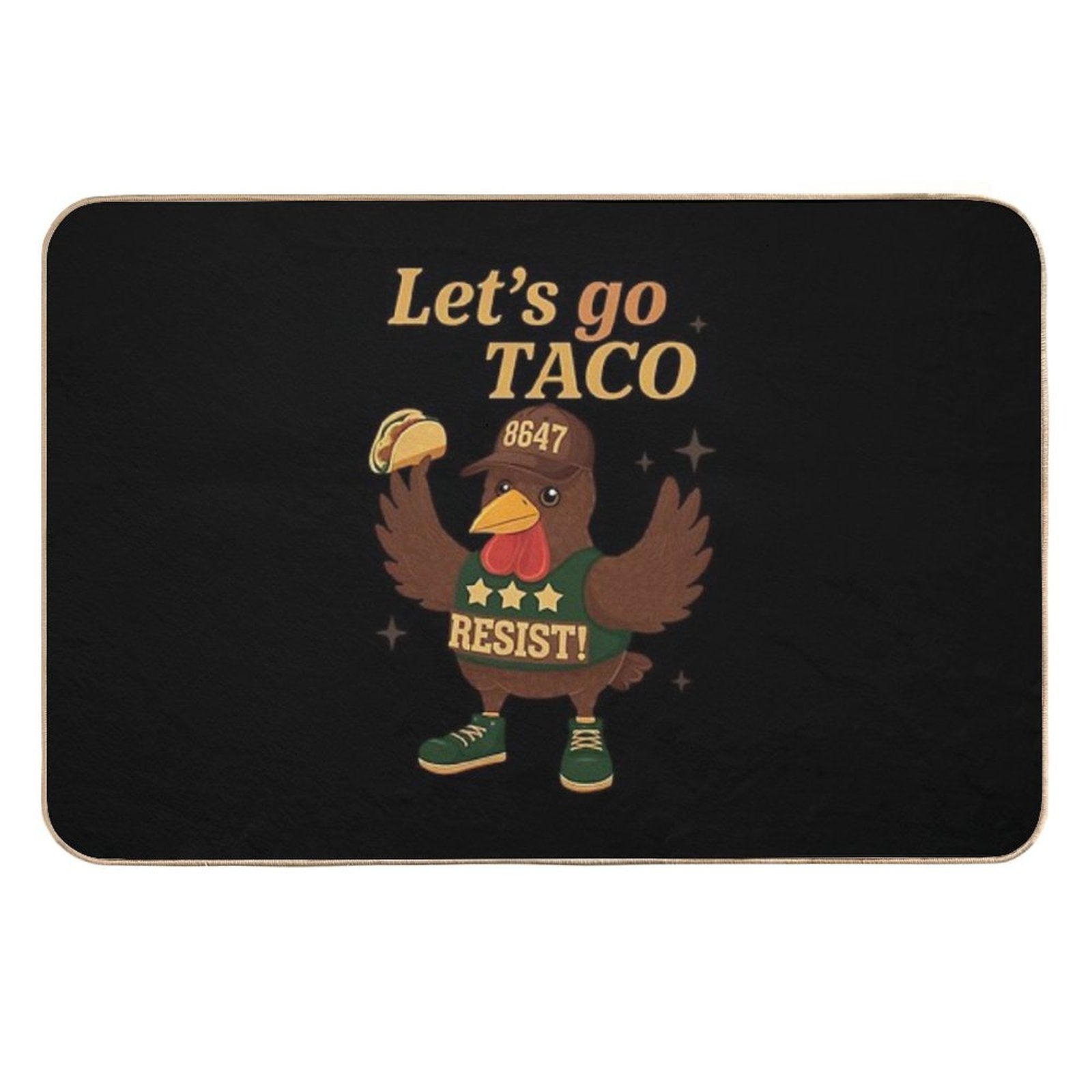 4th Of July Patriotic Lets Go USA TACOS Chicken  Non-Slip Bath Mat