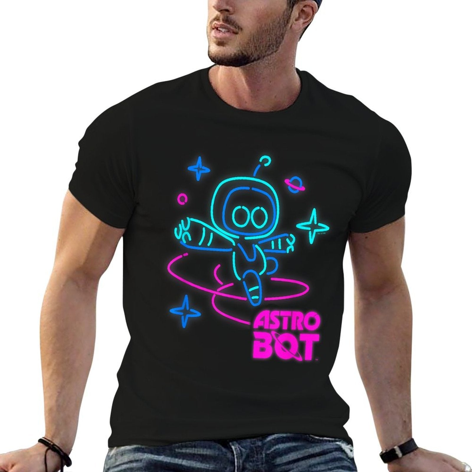 Astro Bot Rescue Mission Neon Lights PlayStation  Moisture-wicking T-Shirt
