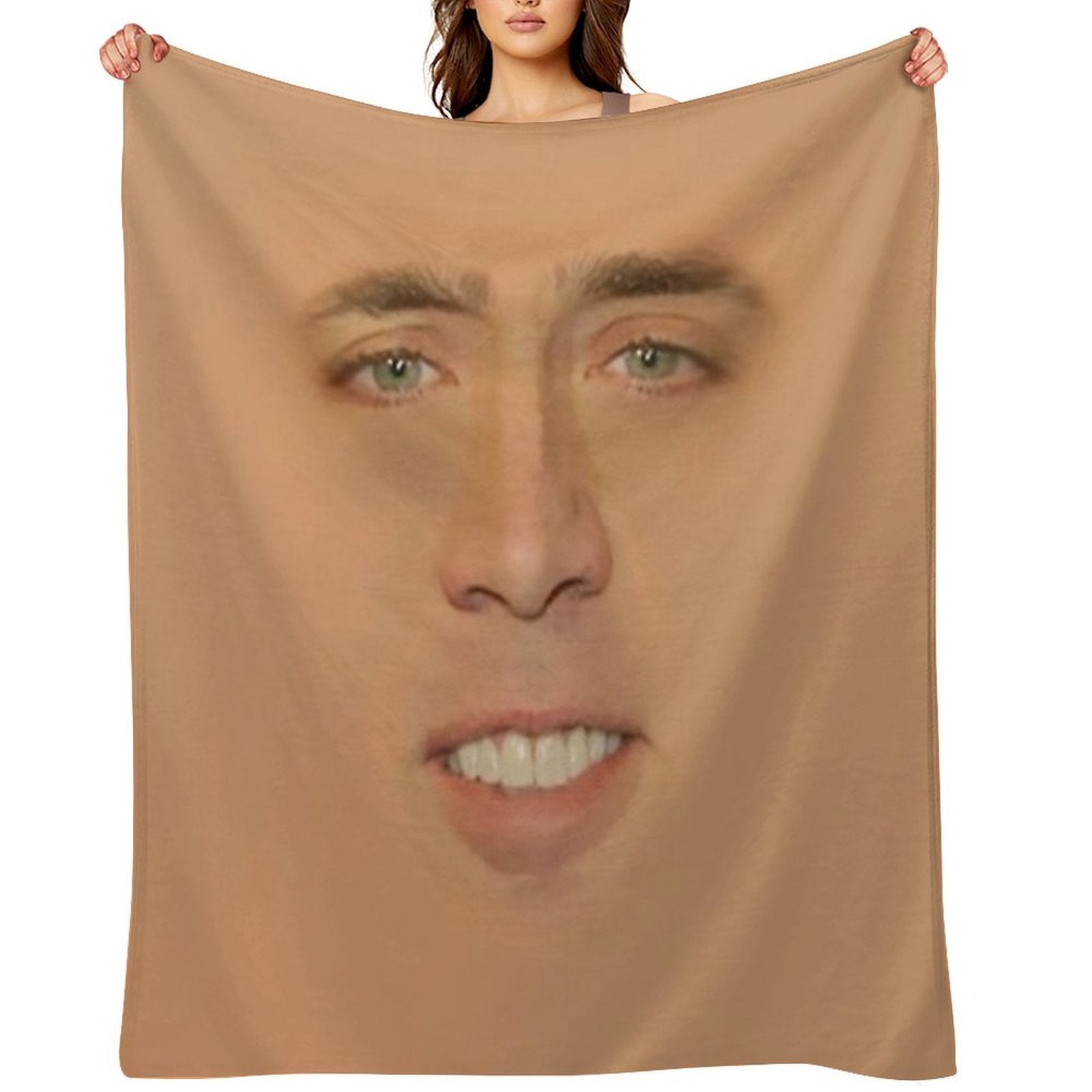 Nicolas Cage Giant Face Versatility Throw Blanket