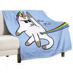 Unicorn Cat Rainbow Butt Laser Travel-friendly Throw Blanket