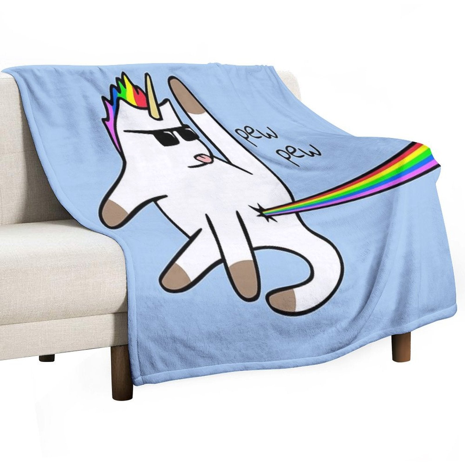 Unicorn Cat Rainbow Butt Laser Travel-friendly Throw Blanket