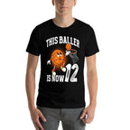 12th Basketball Birthday Twelve Year Old Basketball Player  Cotton T-Shirt