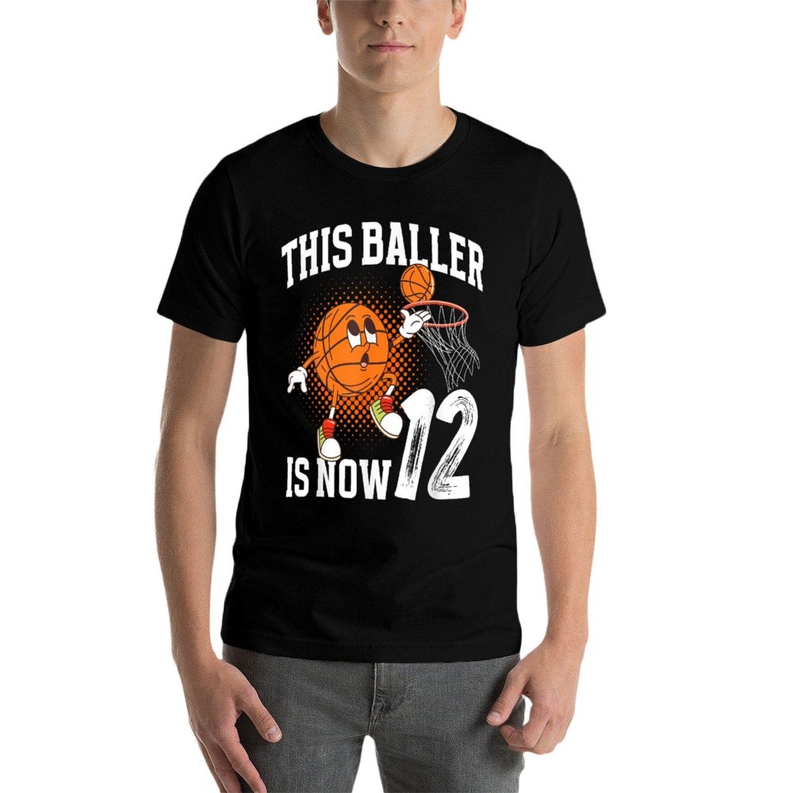 12th Basketball Birthday Twelve Year Old Basketball Player  Cotton T-Shirt