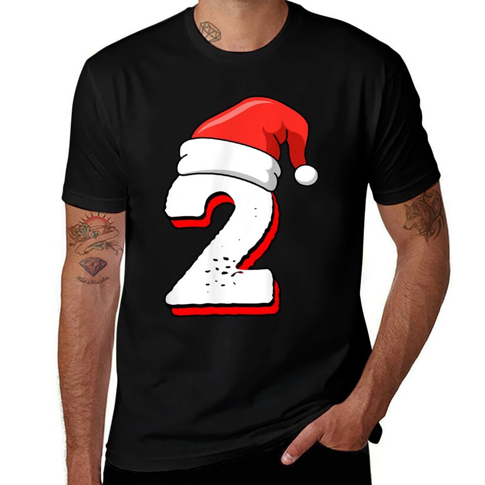 2nd Birthday Christmas Number 2 Years Old Birthday  Cotton T-Shirt