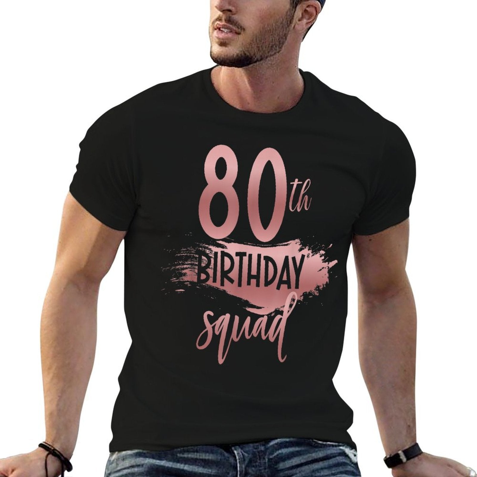 80th Birthday Squad 80 Years Old Bday Party Group Matching  Cotton T-Shirt