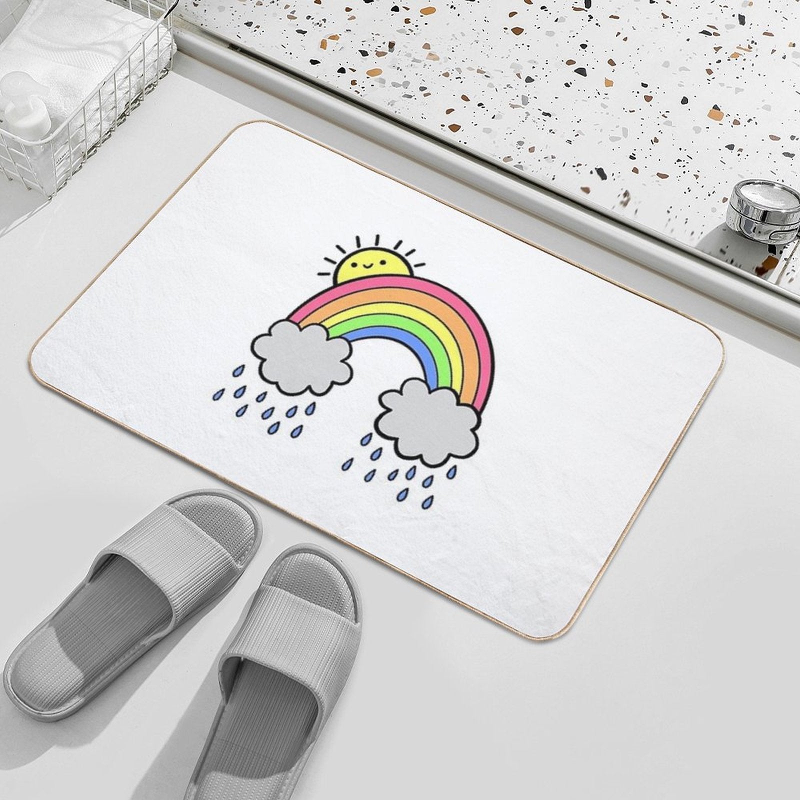 Rainbow Above The Clouds  Dirt-Trapping Bath Mat