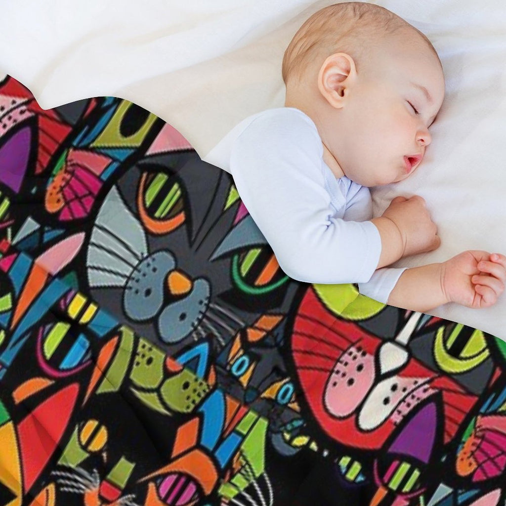 Colourful Bold Cat Pattern #3 Gift-ready Throw Blanket