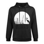 Heron In The Reeds Zen Mood Nature Lovers Kangaroo Pocket Hoodie