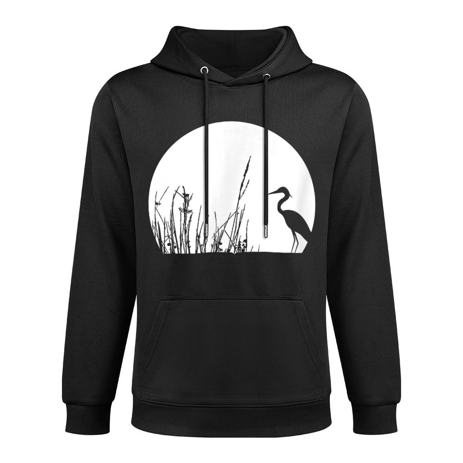 Heron In The Reeds Zen Mood Nature Lovers Kangaroo Pocket Hoodie