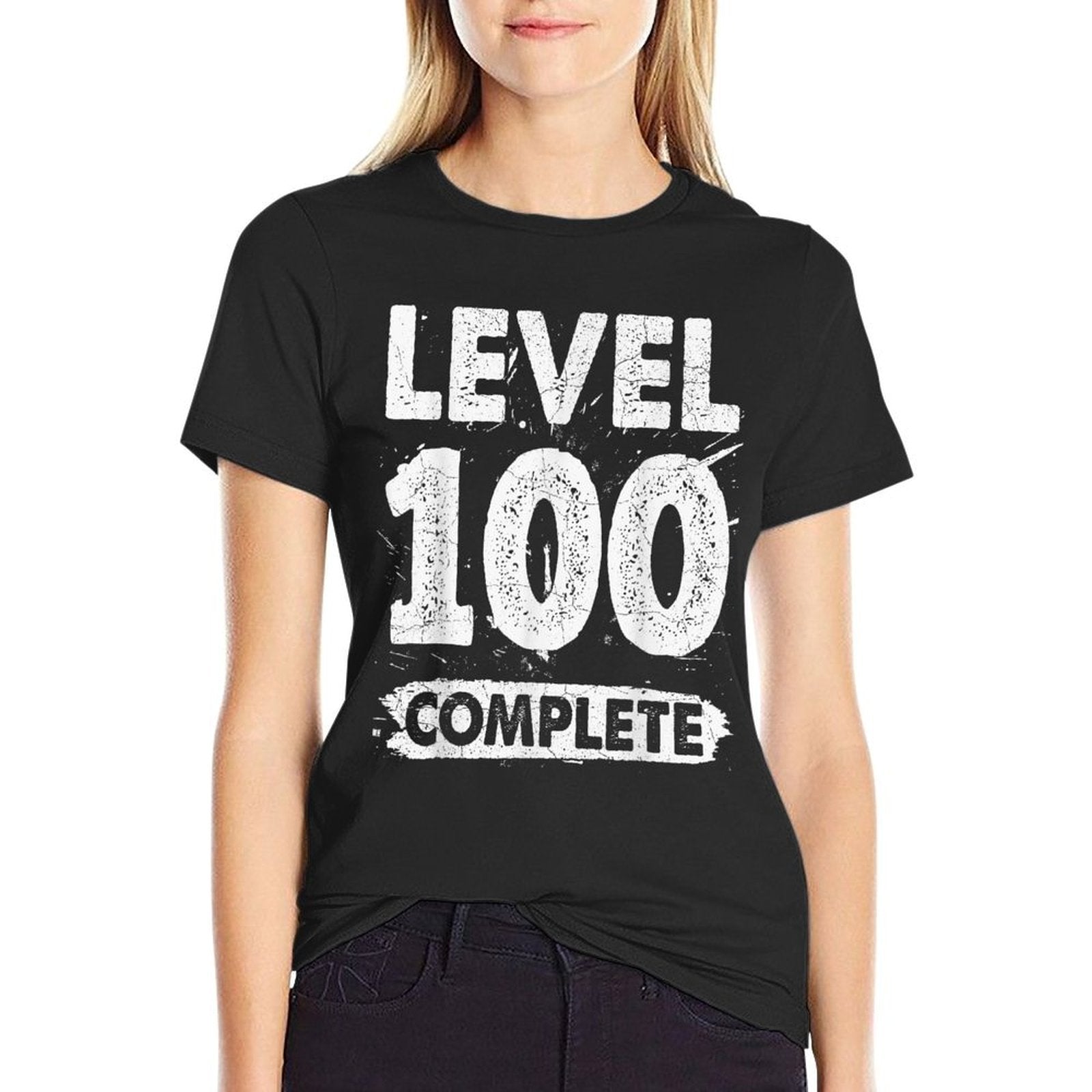 100th Birthday Gifts Level 100 Complete - Men's Unisex Adults Black Crew Neck Classic Fit - Small  Affordable Price T-Shirt