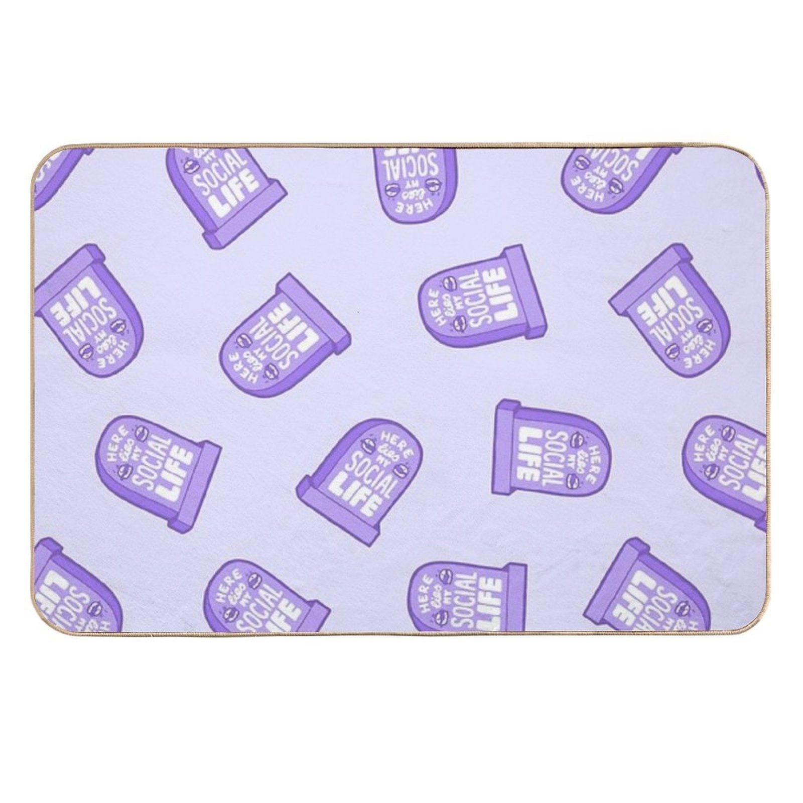 Here Lies My Social Life in Lilac  Non-Slip Bath Mat