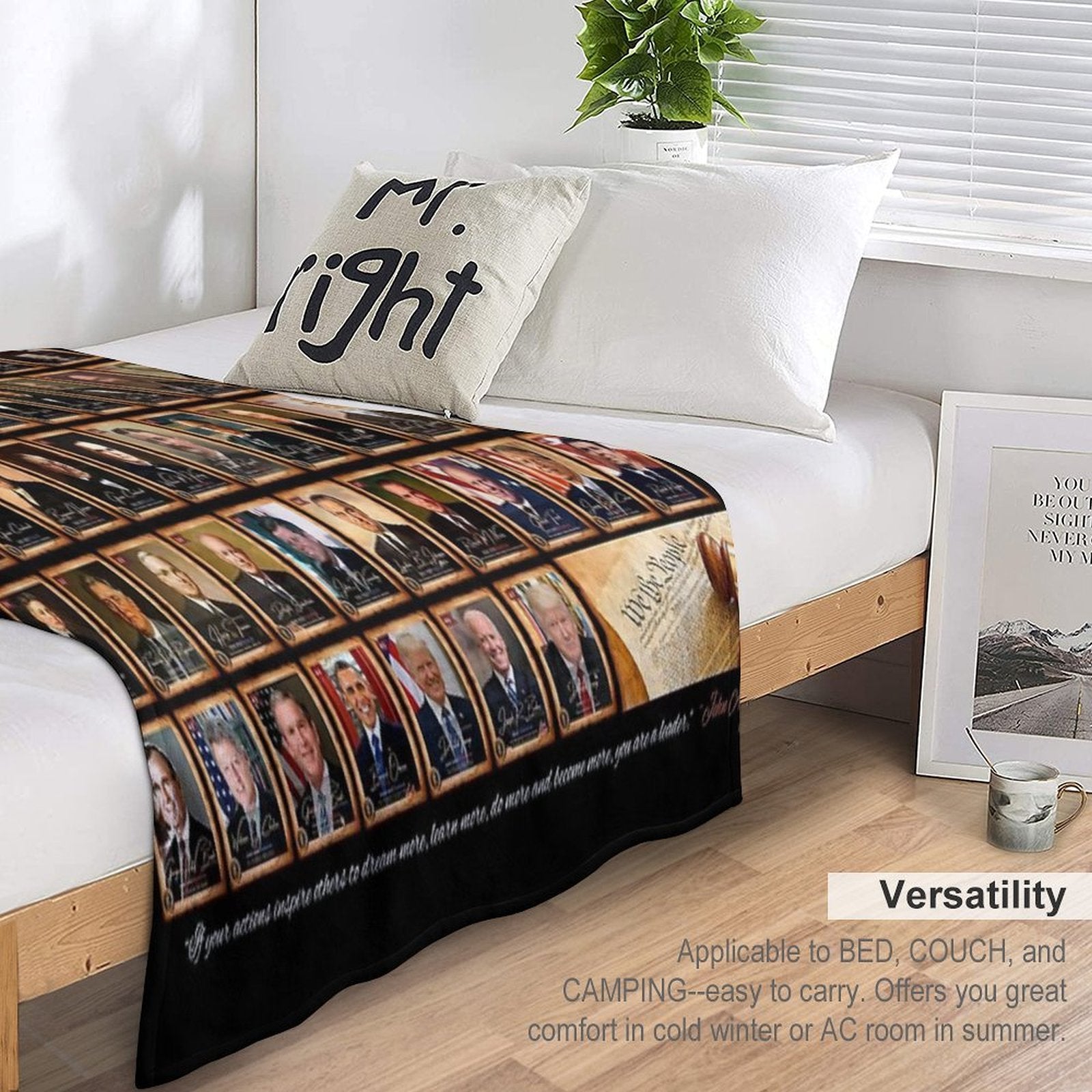 47 Presidents of The United States of America Featuring Donald Trump Black Background Sustainable Throw Blanket