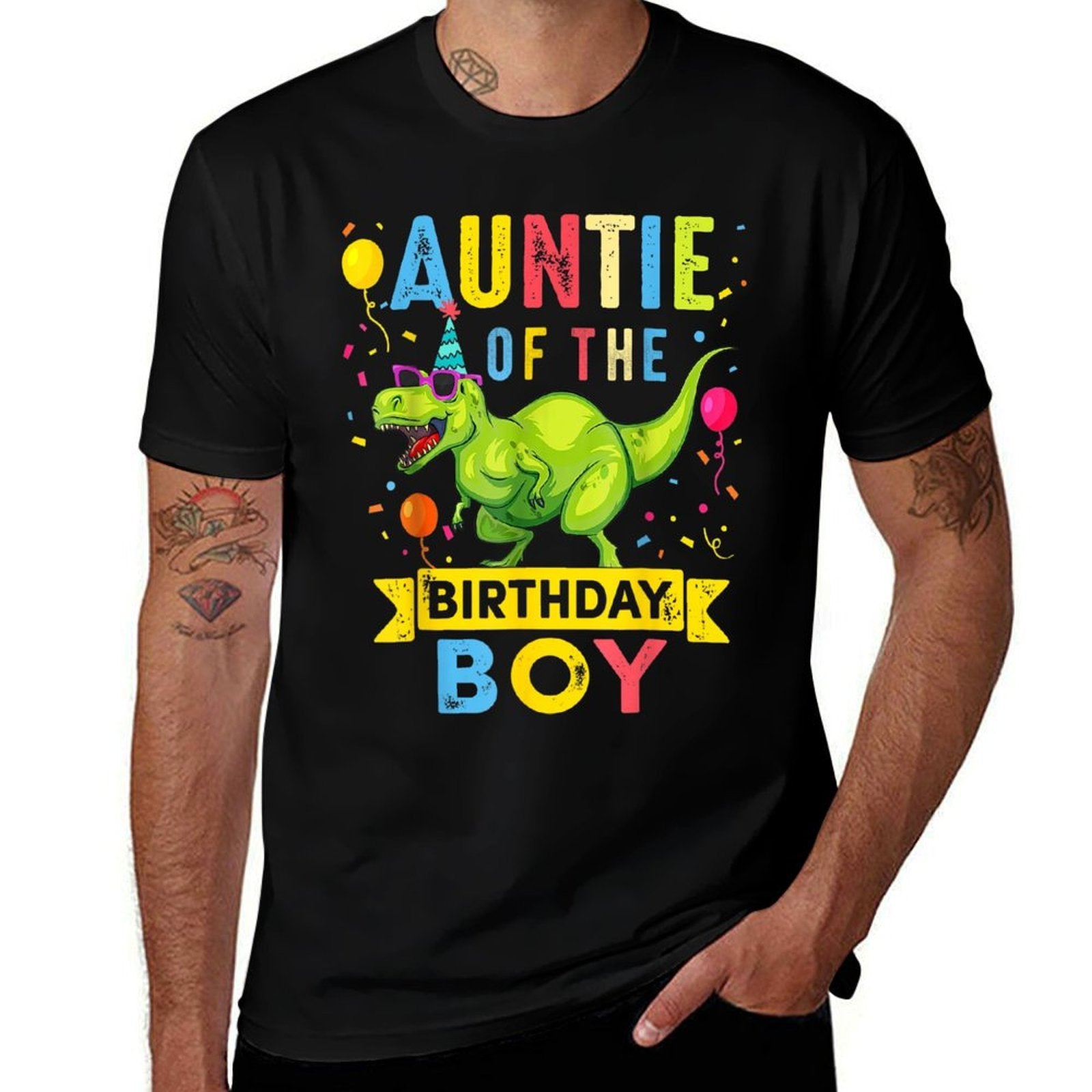Auntie of The Birthday Boy T-Rex Dinosaur Birthday Party  Soft T-Shirt