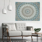 Dreamy Grey, Blue And Ivory Mandala Tapestry