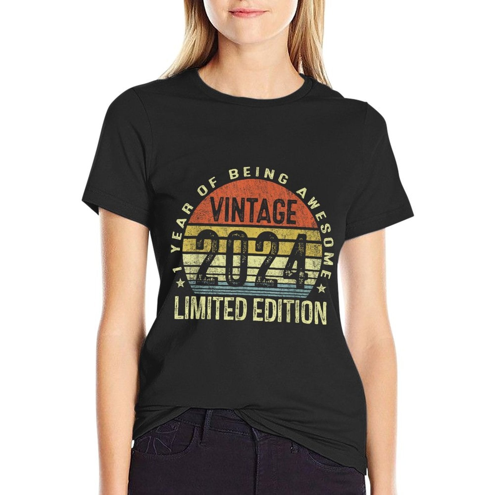 1 Year Old Being Awesome Vintage Born In 2024 1st Birthday  Stretchy T-Shirt
