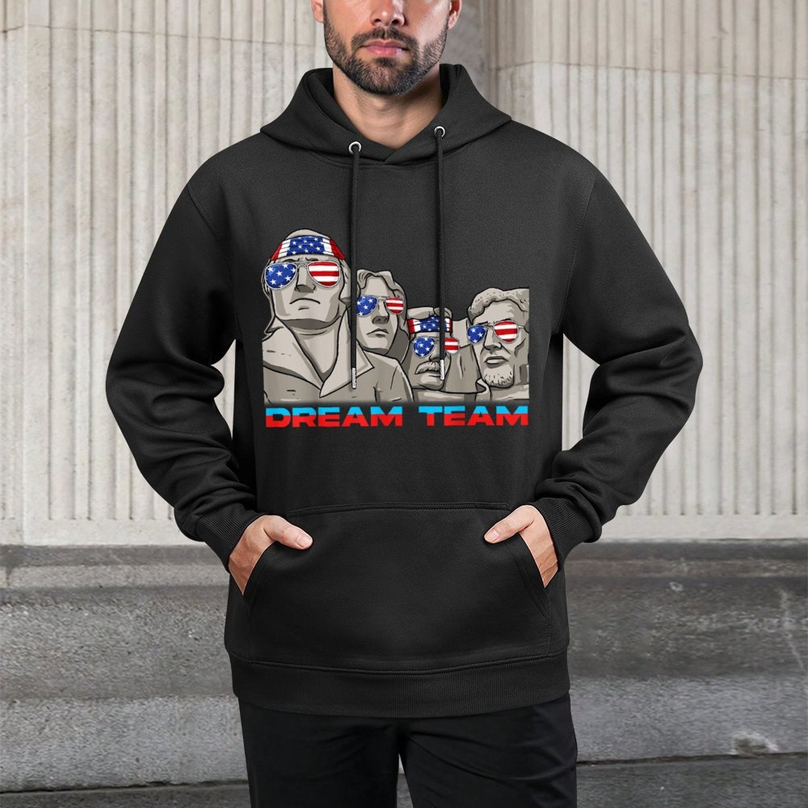 Mount Rushmore 4th Of July Funny Patriotic Presidents Team for Women Girls Kids Men Relaxed Fit Hoodie