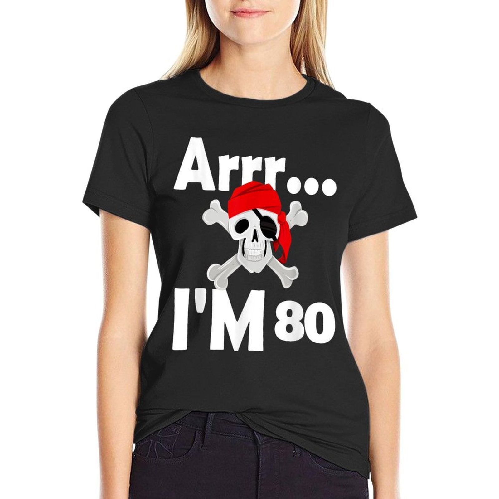 80th Birthday Pirate Skull 80 Years Old Bday  Tagless Design T-Shirt