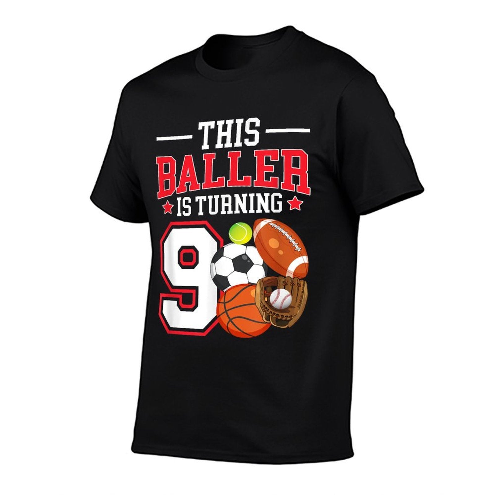9th Birthday Sports Birthday Theme 9 Year Old Boy  Tagless Design T-Shirt