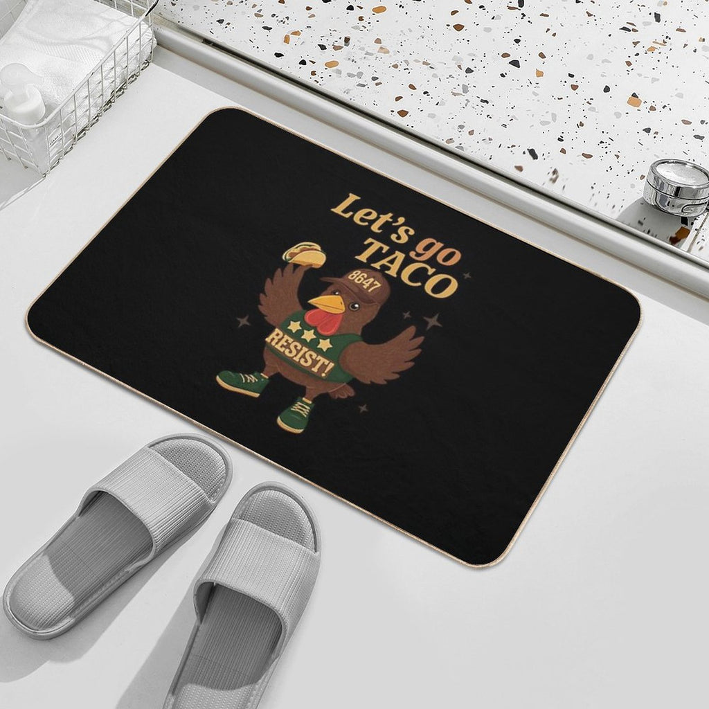 4th Of July Patriotic Lets Go USA TACOS Chicken  Non-Slip Bath Mat