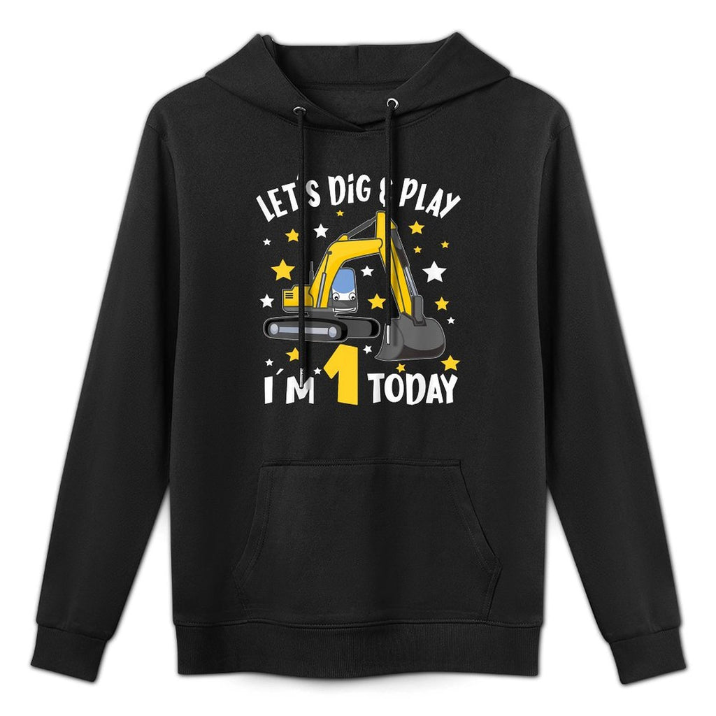 Kids Construction Truck 1st Birthday Boy 1 Bday Excavator Digger Customizable Surface Hoodie